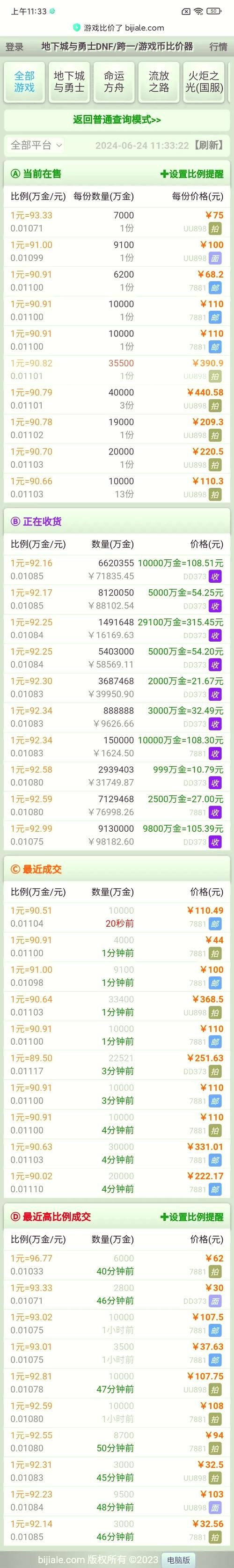 DNF金币比价器_DNF金币兑换比例查询及换算说明