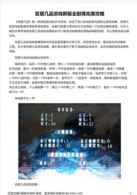 《官居几品》各结局条件攻略