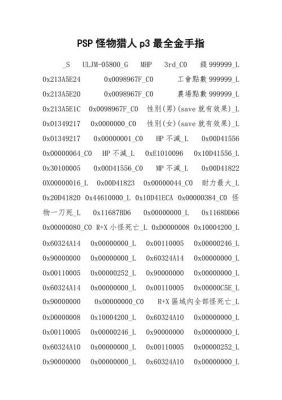 怪物猎人p3金手指代码怎么用