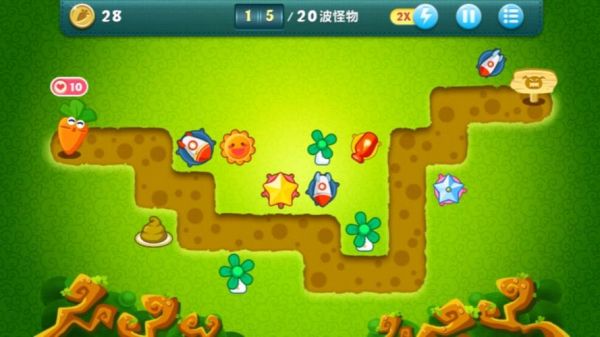 保卫萝卜电脑版丛林主题第10关金萝卜攻略